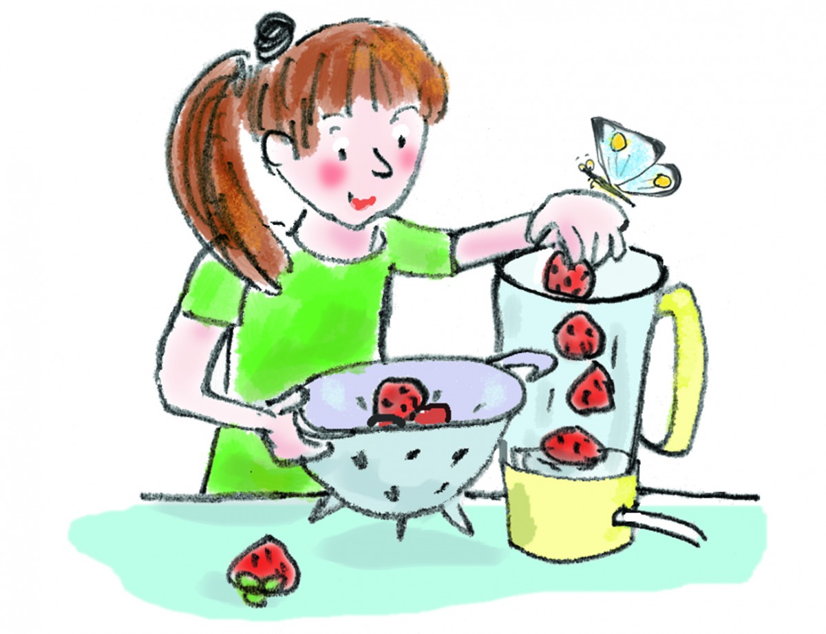 Strawberry milkshake - Preperation 1